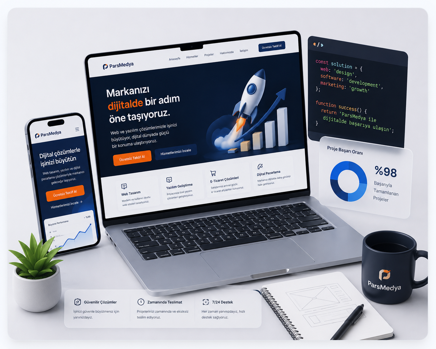 Pars Medya tarafından geliştirilen web ve mobil uygulama arayüzü